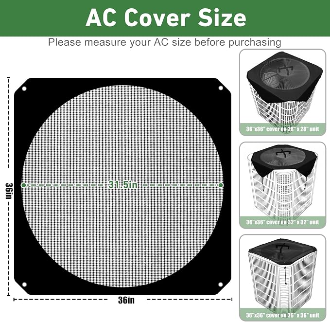 Central Air Conditioner Cover for Outside Winter, 36x36in Universal Air Conditioning Cover, Mesh and Oxford AC Covers for Outdoor Units with AC Stand