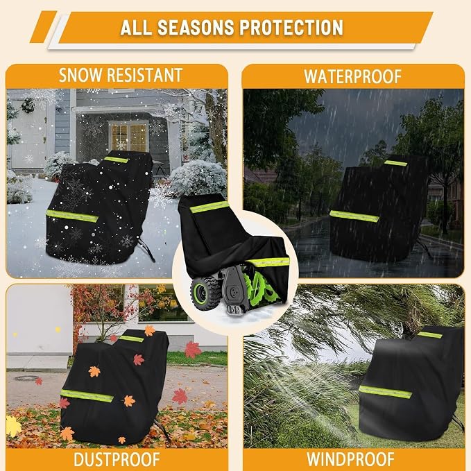 Chikia 600D 24-32 inch Snowblower Cover, 2-3 Snow blower Compatible with Toro,Ariens,EGO,C ubCadet,Troy-Bilt,Craftsman Ryobi Waterproof Outdoor with Windproof strap,Two Vents