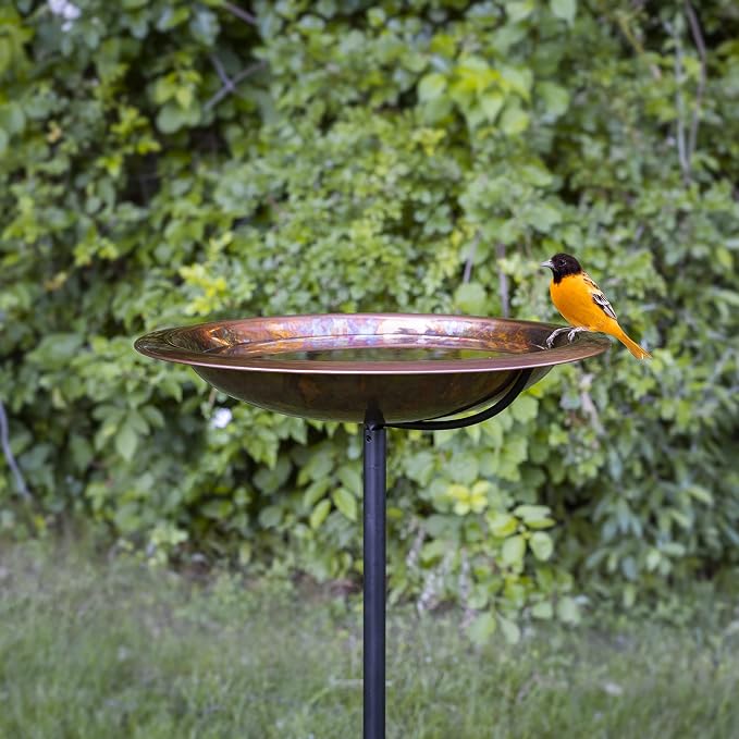 Good Directions Fired Copper Bird Bath on Garden Pole 13"