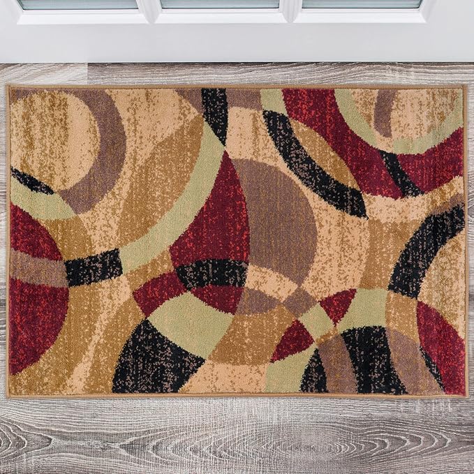 Rugshop Abstract Circles Contemporary High Traffic Area Rug Multi 2' x 3' | Easy Cleaning, Rectangular, Size 2' x 3', Living Room, Bedroom, Dining Room, Home Office, Kitchen, Entryway, Hallway, Nursery