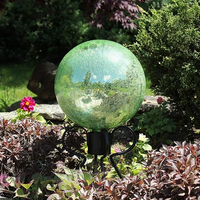 Achla Designs 12-Inch Crackle Gazing Globe Ball, Light Green