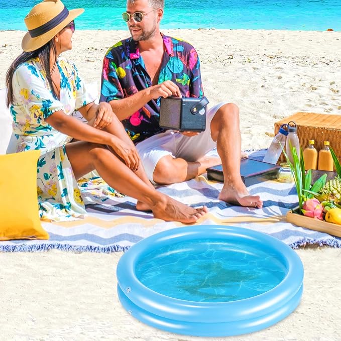 2 Pack Blue Inflatable Pool Foot Bath Basin, Swimming Pool Clean Feet | Foot Soaking Bath Basin for Pool Entry Ladder, Home Spa Treatment for Above Ground Pools