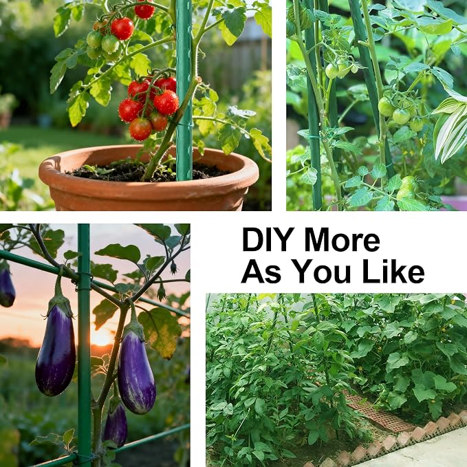 Garden Stakes 2FT, 30pcs Plastic Coated Steel Stakes Specifically Designed for Climbing Plants, Ideal for Tomatoes, Beans, Cucumbers, Peppers, Vines, and More Plant Growth