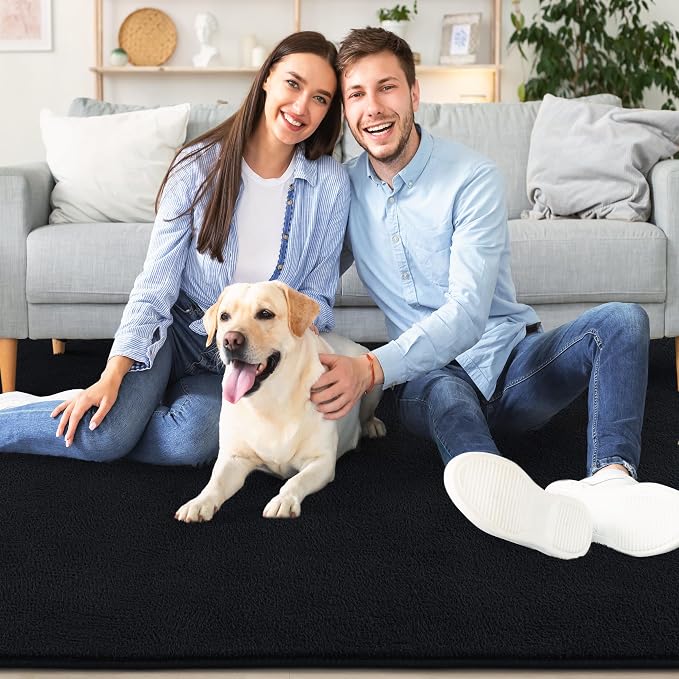 AROGAN 2x6 Runner Rug for Hallway, Long Runner Rugs Non Slip, Black | Soft Washable Memory Foam Carpet for Bedroom, Non Slip Backing Runners Rug for Hallways, Kitchen, Bathroom, Entryway Home