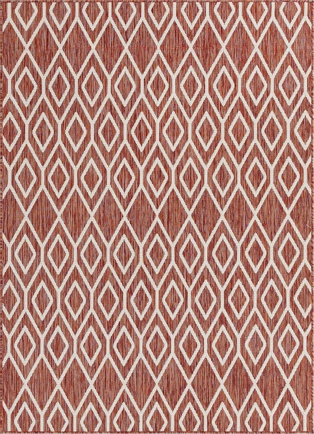 Jill Zarin Outdoor Collection Area Rug - Turks and Caicos (5' 3" x 8' Rectangle Rust Red/Ivory)