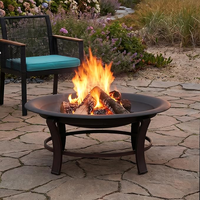 Sunnydaze Round Steel Outdoor Fire Pit Bowl Replacement Insert for DIY Ring or Existing Stand - Wood-Burning Backyard Patio Firepit for Outside - 39" Outer / 30" Inner Diameter - Black
