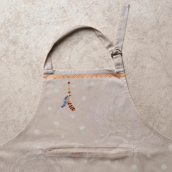 Maison d' Hermine Aprons for women with Pocket 100% Cotton (27.50"x31.50") | Adjustable Neck Strap & long ties Apron Men Chef Wedding Cooking Gardening Server Maid