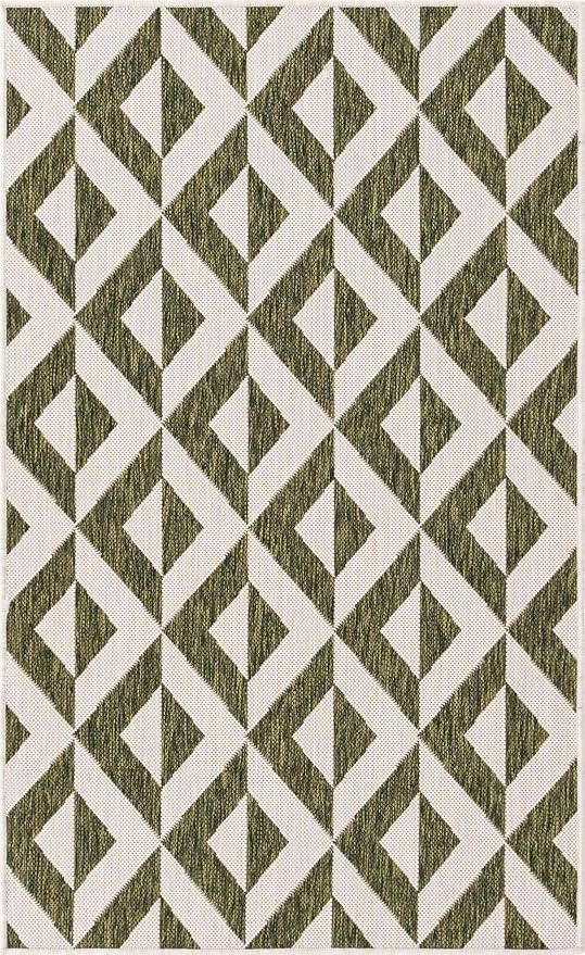Unique Loom Outdoor Collection Area Rug - Napa (3' 3" x 5' 3" Rectangle, Green/ Ivory)