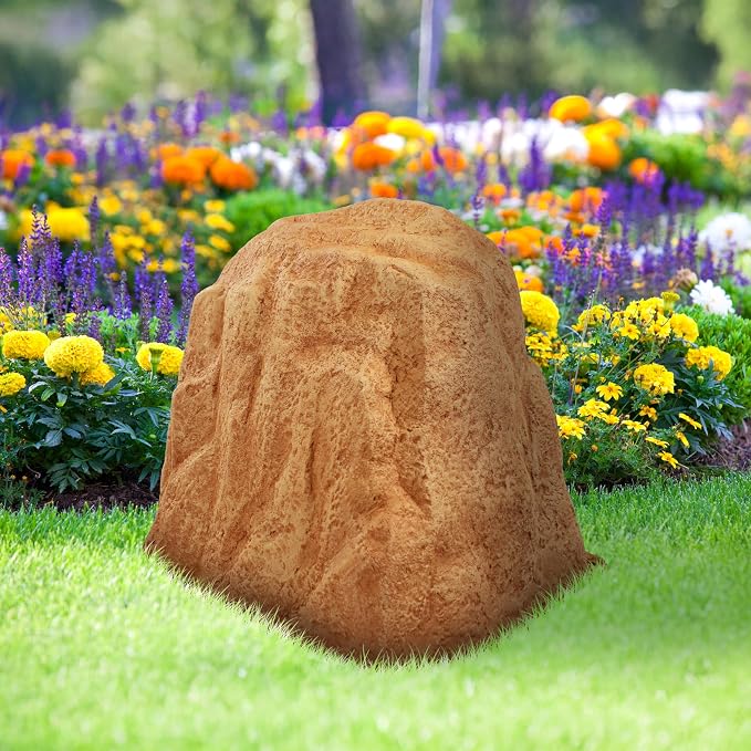 Sunnydaze 21.5” H Large Faux Landscape Rock Cover - Lightweight Polyresin Fake Rock Well Pump Cover for Outside – Realistic Natural Texture – Sand