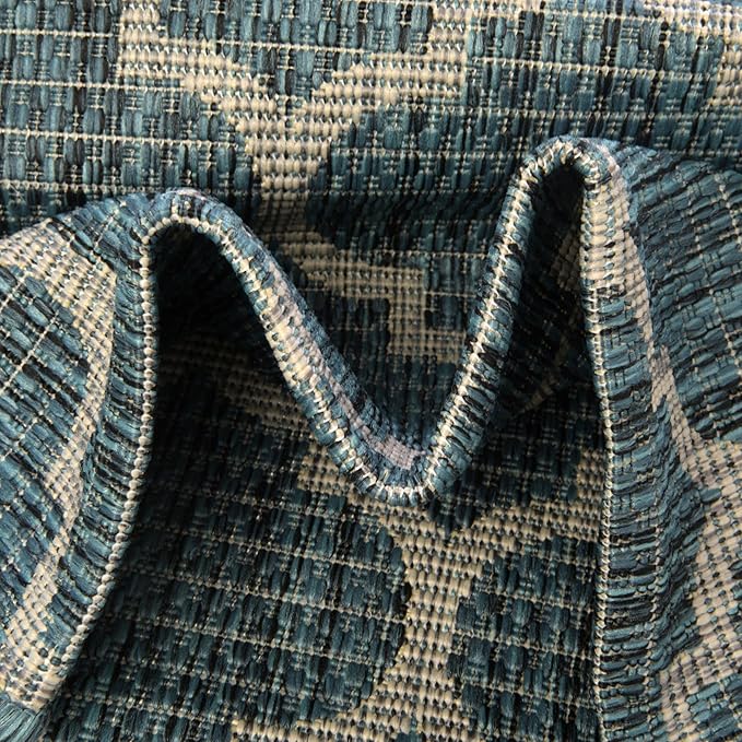 Unique Loom Outdoor Trellis Collection Area Rug (2' 2" x 3' 1" Rectangle, Teal/ Gray)