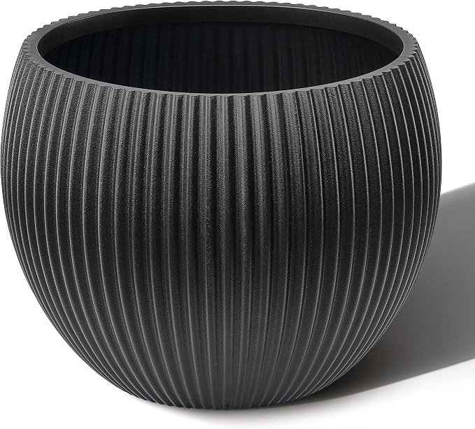 homenote Flower Pots 14.5 Inch,Large Plant Pots Indoor with Drainage,Plastic Pots for Plants,Garden Pots for Outdoor,Large Planters for Indoor Plants,Big Plastic Planter,Black