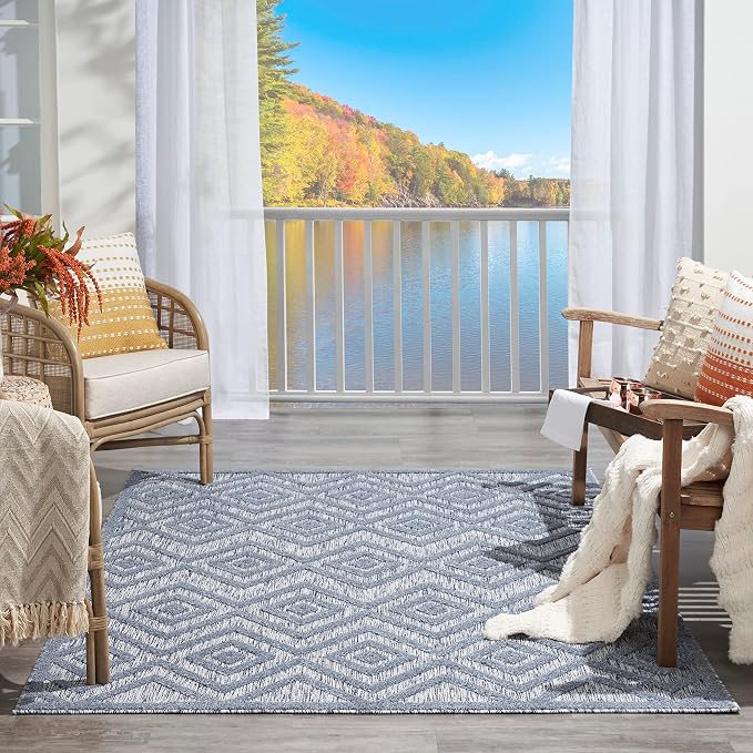 Nourison Home Versatile Denim Blue 4' x 6' Area Rug - Easy Clean, Non Shedding, Bed Room, Living Room, Dining Room, Kitchen (4' x 6')