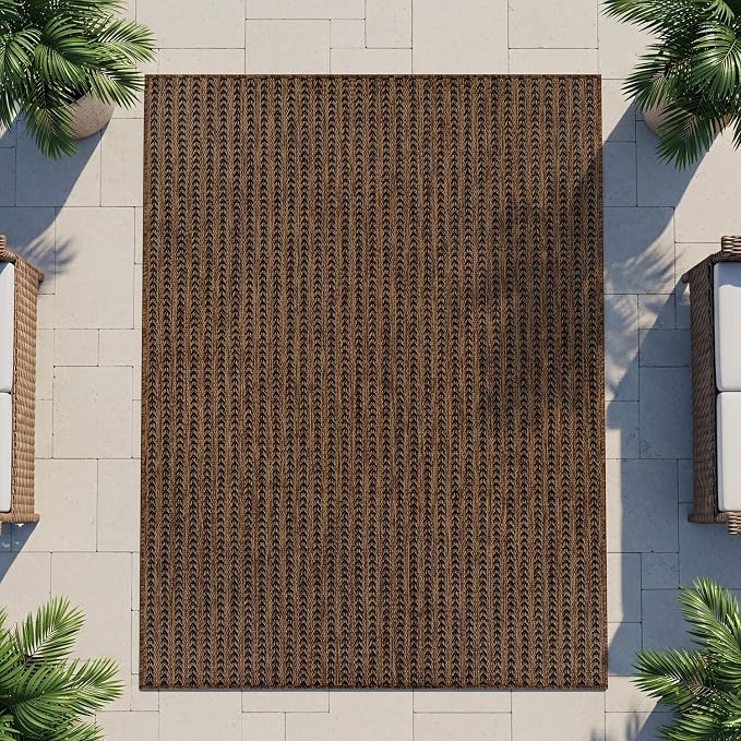 Washable Outdoor Rug 8x10 Modern Area Rugs Outdoor Carpets Striped Pattern Non Shedding Waterproof Easy Clean Patio Deck Porch Living Room Bedroom Garden RV (8 X 10 Gold)