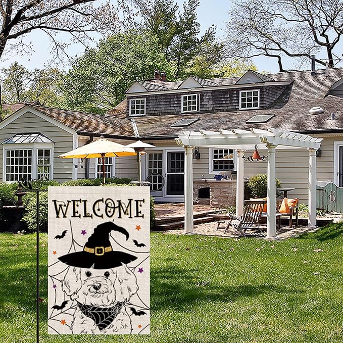 Seasonal Garden Flags Bichon Frise Double Sided Flags Set of 11 Holiday Farmhouse Indoor Outdoor Yard Lawn Christmas Gifts Decorations 12.5x18 Inch