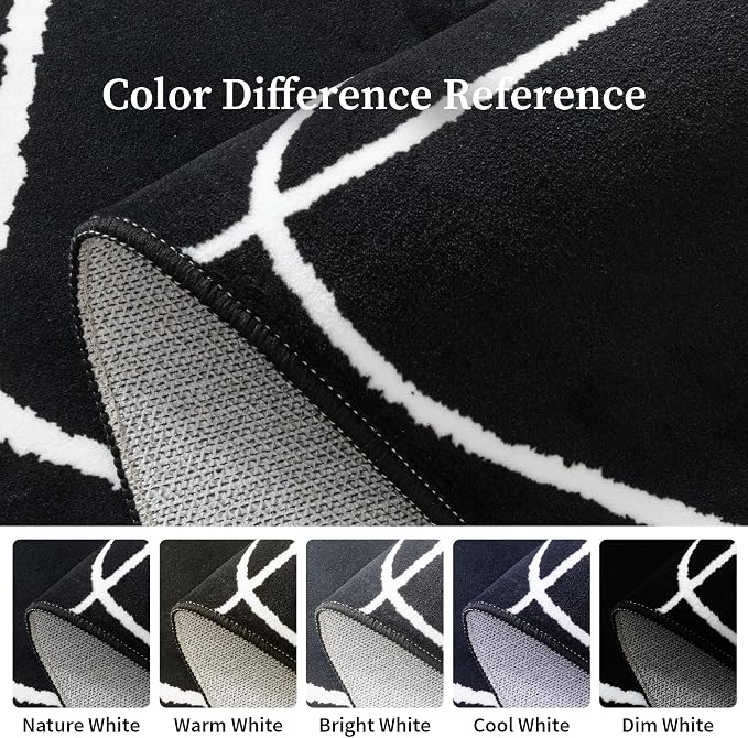 6x9 Washable Modern Abstract Black White Area Rug | Ultra-Thin Low Pile, Non-Slip TPE Backing, Soft Stain Resistant, Machine Washable, for Bedroom Livingroom High Traffic