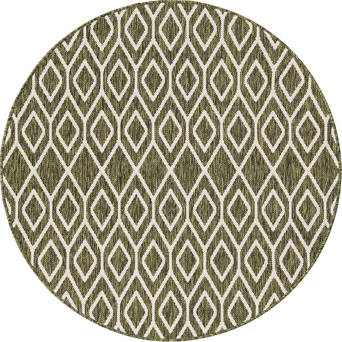 Jill Zarin Outdoor Collection Area Rug - Turks and Caicos (4' Round Green/Ivory)