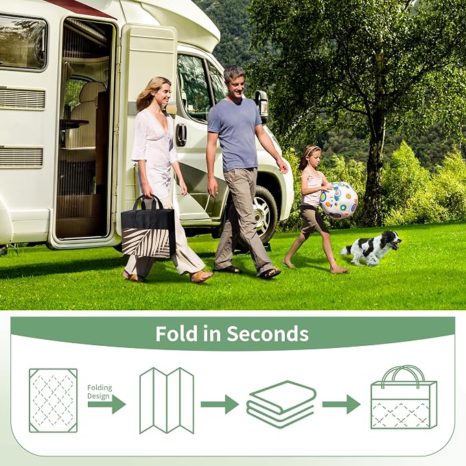 GENIMO Outdoor Rug 9' x 18' Waterproof for Patios Clearance, Reversible Outdoor Plastic Straw Camping Rug Carpet, Large Area Rugs Mats for RV, Camper, Deck, Balcony, Porch, Beach, Coffee&Beige