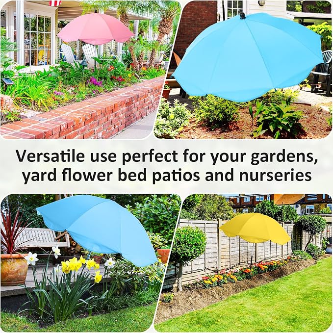 3pcs 26 Inch Plant Umbrellas for Outdoor Plants Garden Umbrella Shade for Potted Plant, Garden Bed Flower Pot Provide Shade to defend Blazing Sun (Pink,Blue,Yellow)