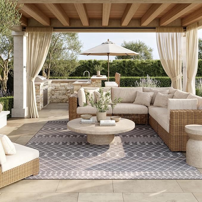Nourison Home Positano Charcoal 12' x 15' Area Rug - Easy Clean, Non Shedding, Bed Room, Living Room, Dining Room, Kitchen (12' x 15')
