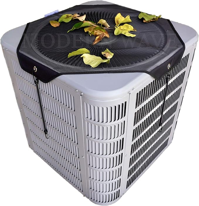 MODERN WAVE - 2 (Two) Central Air Conditioner Covers for Outside Units 28 x 28 inch - 1 (One) Top Universal Mesh Cover and 1 (One) Winter Waterproof Outdoor AC Defender Cover (Black, 28" x 28")