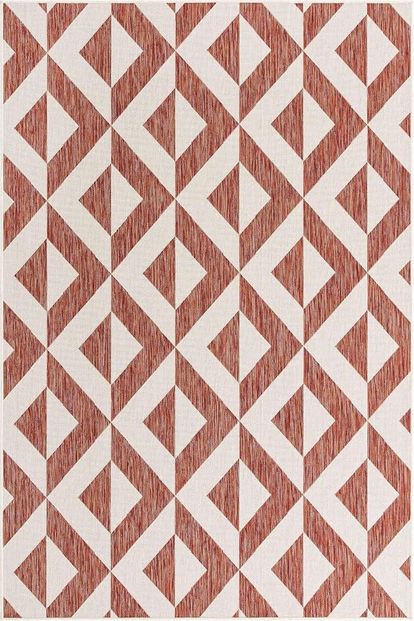 Unique Loom Jill Zarin Outdoor Collection Area Rug - Napa (6' 1" x 9' Rectangle, Rust Red/ Ivory)