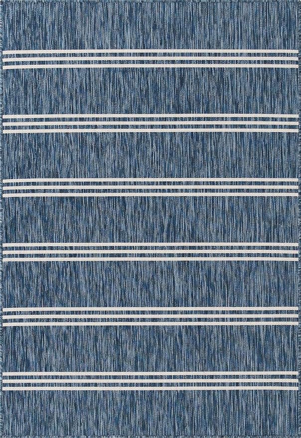 Unique Loom Outdoor Collection Area Rug - Anguilla (4' 1" x 6' 1" Rectangle, Blue/ Ivory)