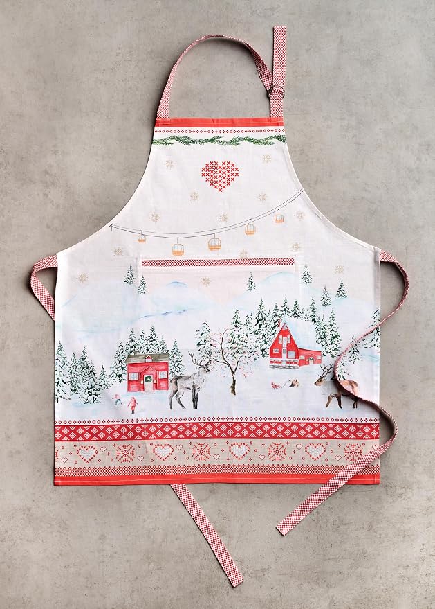 Maison d' Hermine Aprons for women with Pocket 100% Cotton (27.50"x31.50") | Adjustable Neck Strap & long ties Apron Men Chef Wedding Cooking Gardening Server Maid