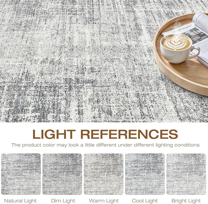 LOONGRUG 12x15 Area Rug Large Neutral Modern Rug for Living Room Grey | Abstract Soft Stain Resistant Indoor Non-Slip Carpet for Bedroom Nursery Kids Office Playroom Dining Room