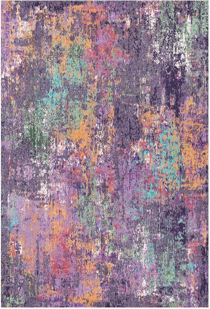 RELEANY Washable Runner 2'x6' Abstract Area Rug for Hallway Purple Multi | Carpet for Kitchen, Entryway, Bathroom, Living Room, Bedroom, Printed Pattern, Non‑Slip, Soft, Stain‑Resistant, Easy to Clean
