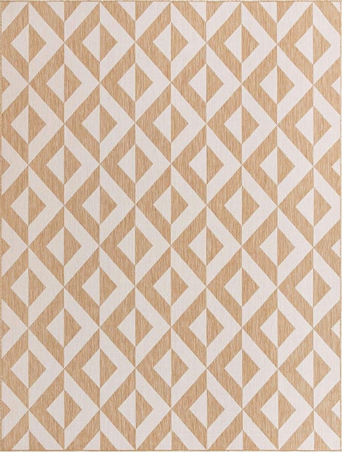 Unique Loom Outdoor Collection Area Rug - Napa (9' x 12' Rectangle, Beige/ Brown)