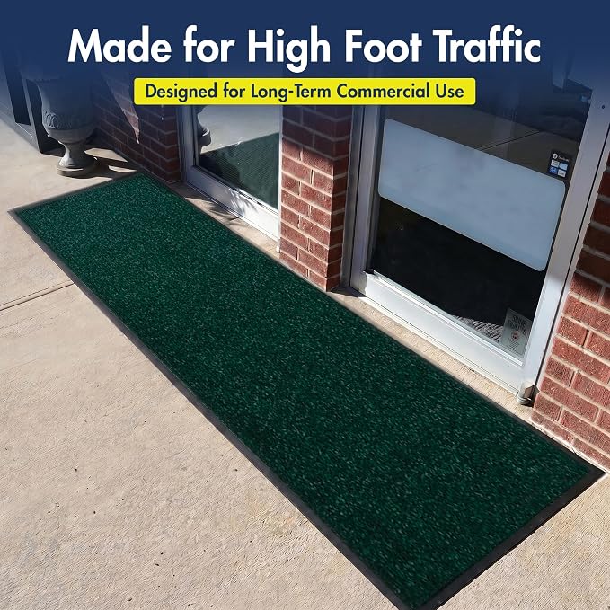 Notrax 109 Industrial Door Mat, 3' x 10' Large Entrance Mat, Heavy Duty Commercial Rugs for Entryway, Welcome Lobbies, Garage, and Mudroom, Made in the USA, Hunter Green, Brush Step 109S0310GN