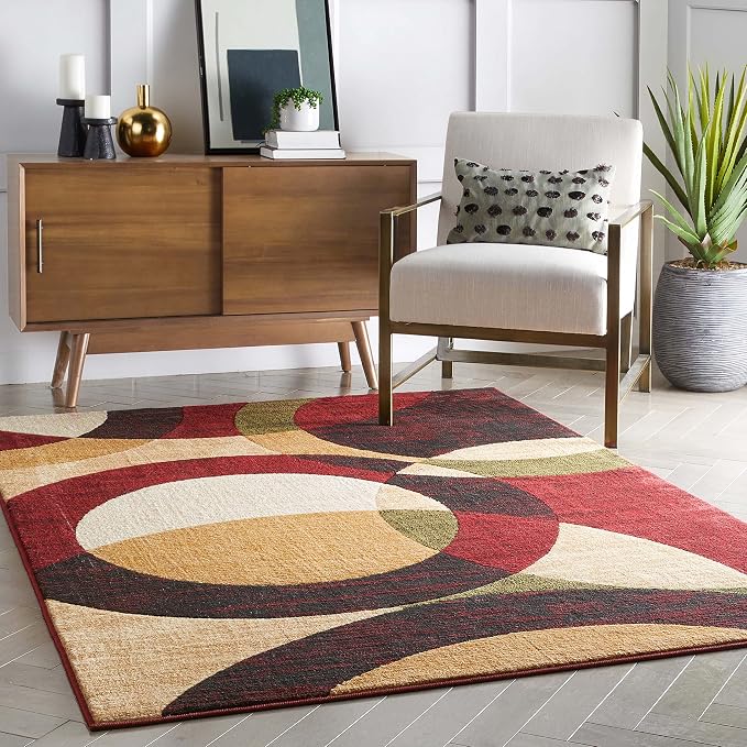 Well Woven Dulcet Bingo Red Modern Geometric Area Rug (5'3" x 7'3")