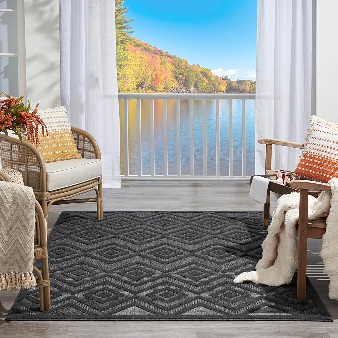 Nourison Home Versatile Charcoal Black 5' x 7' Area Rug - Easy Clean, Non Shedding, Bed Room, Living Room, Dining Room, Kitchen (5' x 7')