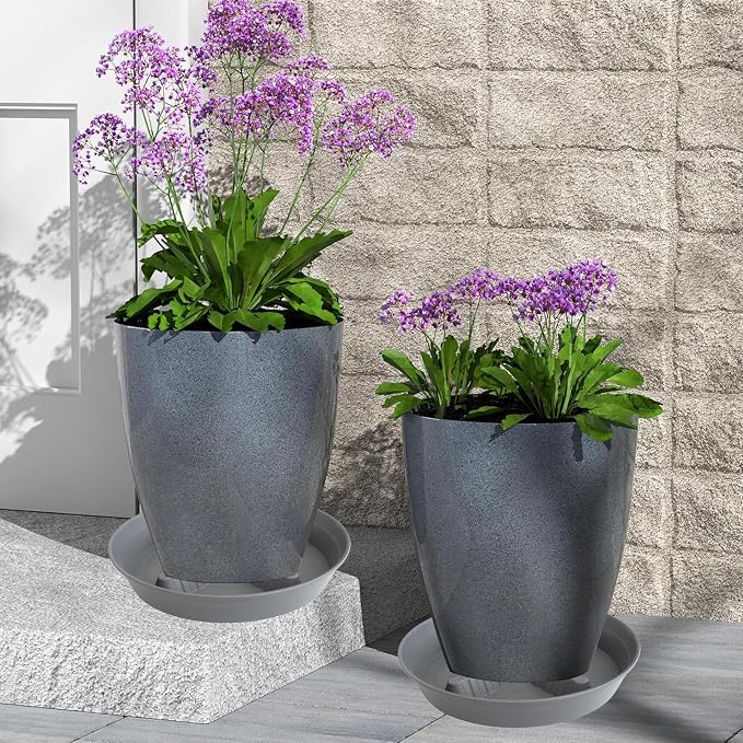 4 Pack Plant Saucer 14 inch, Plastic Plant Saucers for Indoors, Raised Middle Plant Trays for Pots, Water Tray for Plants, Plant Stand Water Catcher Tray, Pot Saucers for Plants