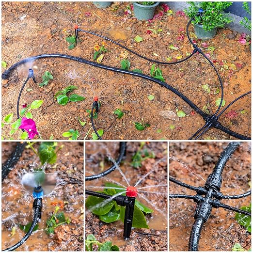Maotong 240FT Drip Irrigation System Kit New Quick-Connect, Automatic Garden Watering Misting System for Greenhouse, Yard, Lawn, Plant with 1/2 inch Hose 1/4 inch Distribution Tubing and Accessories
