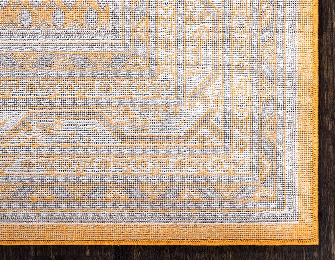 Unique Loom Williamsburg Collection Traditional Border with Dotted Center Area Rug, Rectangular 8' 0" x 10' 0", Orange/Beige