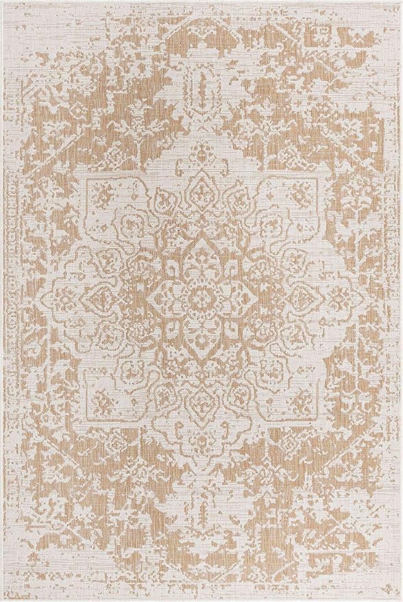 Unique Loom Jill Zarin Outdoor Collection Area Rug - Dubai (6' 1' x 9' Rectangle, Beige/ Brown)