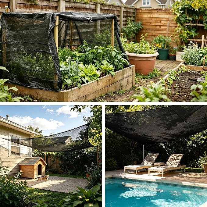 40% 30 X 30 FT Black Shade Cloth, Outdoor Woven Sun Shade with Grommets, Durable Breathable Netting Shading Antifreezing for Patio, Garden, DIY Home, Plants Cover, Greenhouse, Dog Kennel