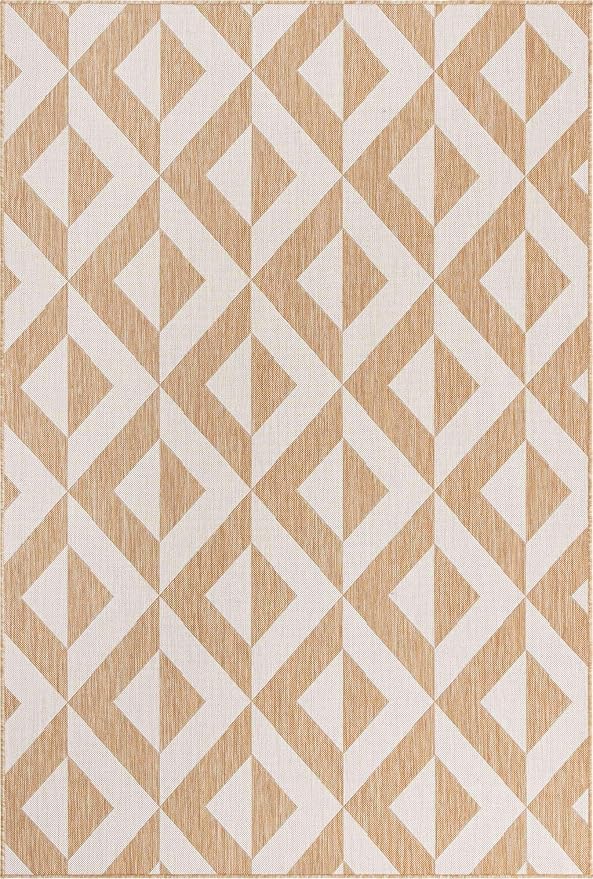 Unique Loom Outdoor Collection Area Rug - Napa (6' 1" x 9' Rectangle, Beige/ Brown)