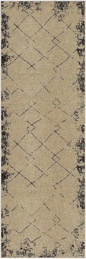 UERMEI 2x6 Outdoor Jute Runner Rug Neutral Washable Modern Brown | Patio Non Slip Indoor Runners Carpet for Hallway Kitchen Bedroom Porch Laundry Bathroom
