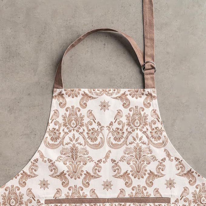 Maison d' Hermine Aprons for women with Pocket 100% Cotton (27.50"x31.50") | Adjustable Neck Strap & long ties Apron Men Chef Wedding Cooking Gardening Server Maid