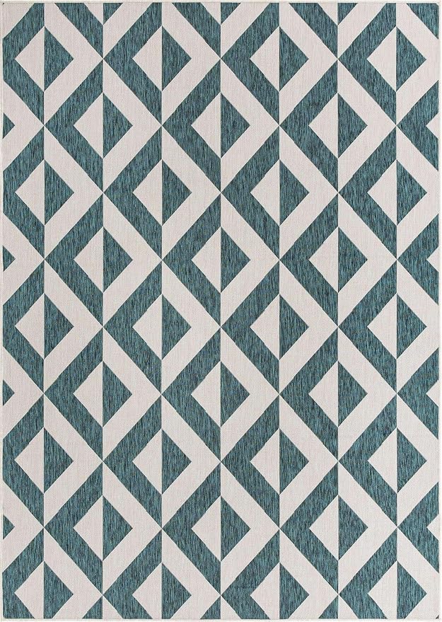 Unique Loom Jill Zarin Outdoor Collection Area Rug - Napa (7' 1'' x 10' Rectangle, Teal/ Ivory)