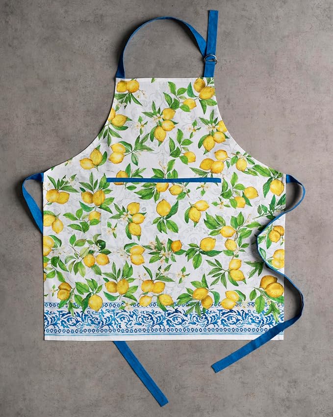 Maison d' Hermine Aprons for women with Pocket 100% Cotton (27.50"x31.50") | Adjustable Neck Strap & long ties Apron Men Chef Wedding Cooking Gardening Server Maid
