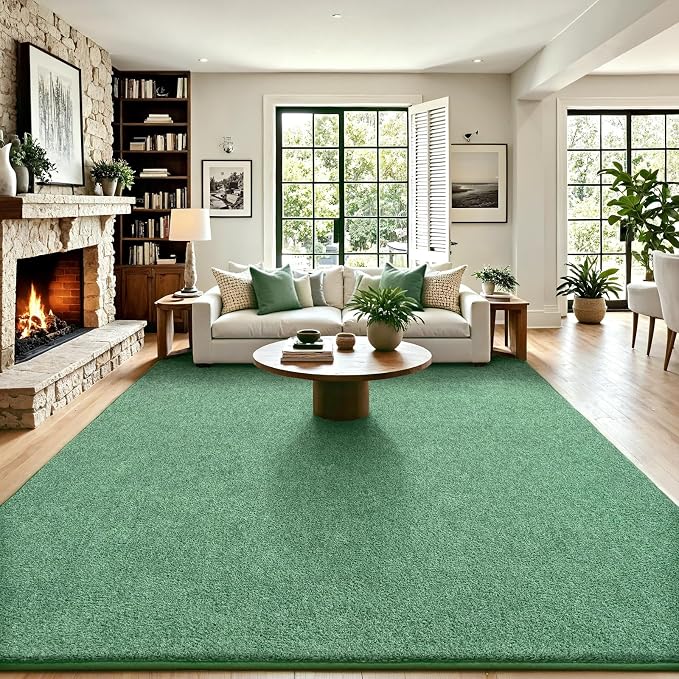 Keeko 5x8 Area Rugs for Living Room,Soft Washable Memory Foam Bedroom Rug | Indoor Throw Rug Low Pile Minimalist Non Slip Carpet for Kids Nursery Classroom Dorm Room Home Decor Green and White