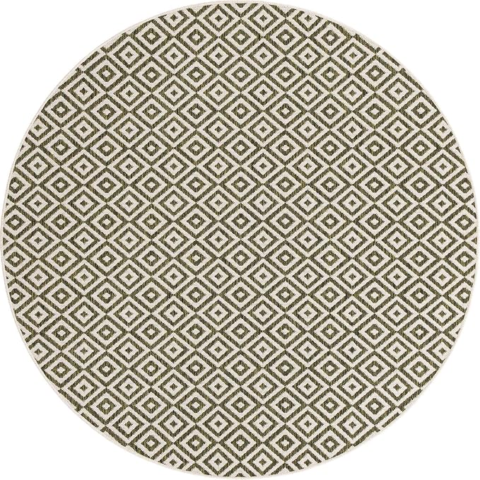 Unique Loom Jill Zarin Outdoor Collection Area Rug - Costa Rica (6' 7'' Round, Green/ Ivory)