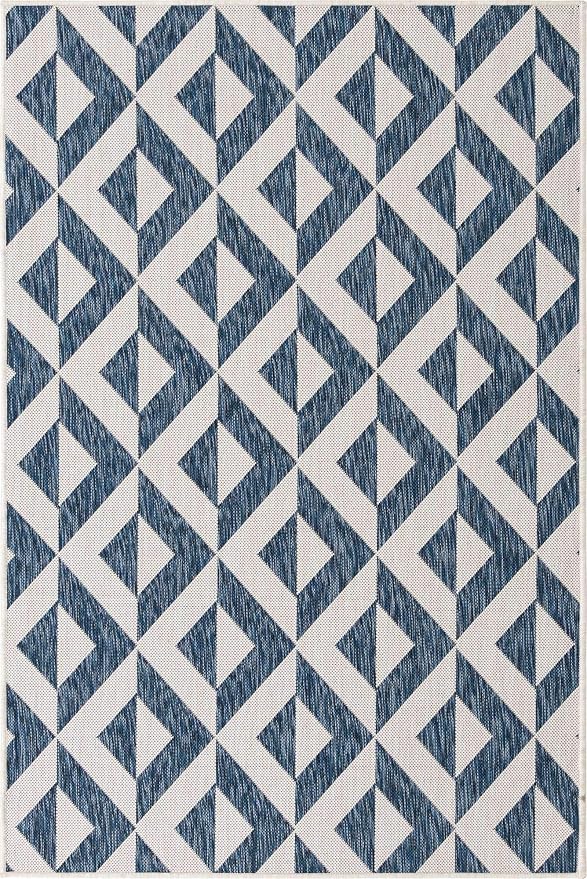 Unique Loom Jill Zarin Outdoor Collection Area Rug - Napa (4' 1' x 6' 1' Rectangle, Blue/ Ivory)