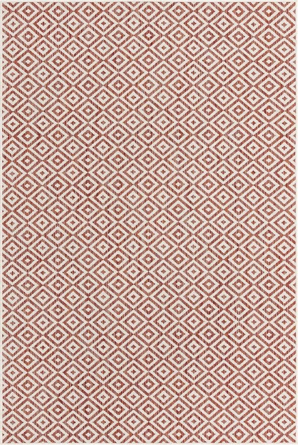 Unique Loom Outdoor Collection Area Rug - Costa Rica (6' 1" x 9' Rectangle, Rust Red/ Ivory)