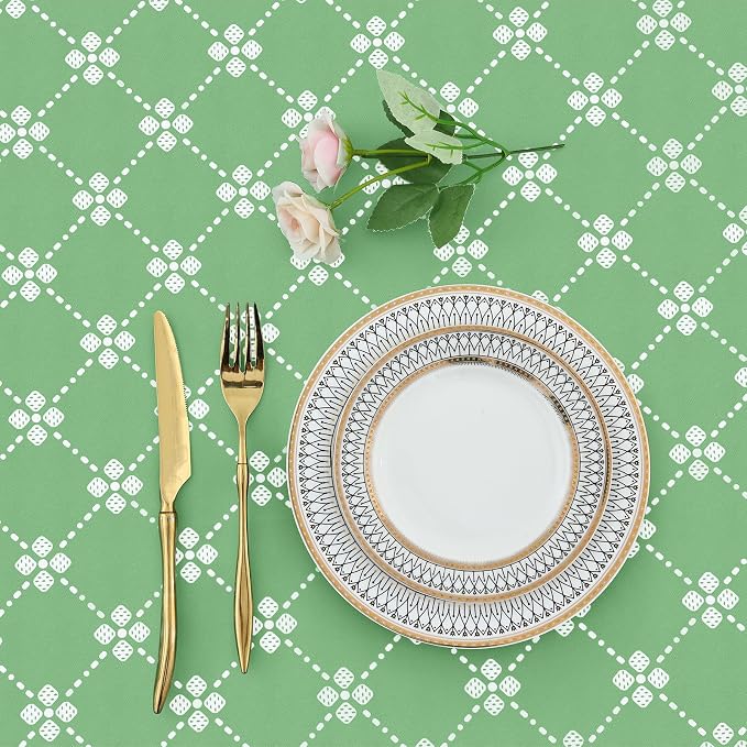misaya Rectangle Vinyl Table Cloth, Elastic Fitted Tablecloth with Flannel Backing, Waterproof Plastic Table Cover Fits 8 Foot Folding Tables for Picnic, Camping and Outdoor (Sage Green, 30" x 96")