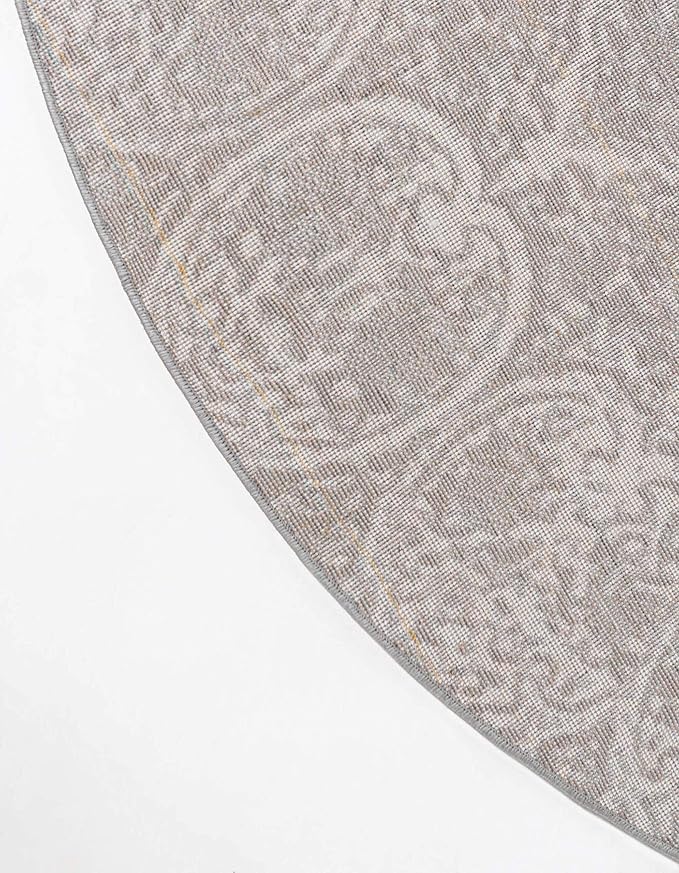 Unique Loom Sofia Collection Area Rug - Grace (7' 1" Round, Dark Gray/ Gray)