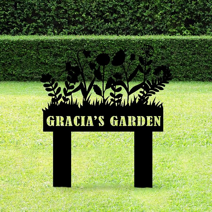 Personalized Garden Sign with Stake, Custom Metal Sign for Outdoor, Customized Metal Yard Stake Decor, Lawn Art, Farmhouse Decor, Housewarming Gift
